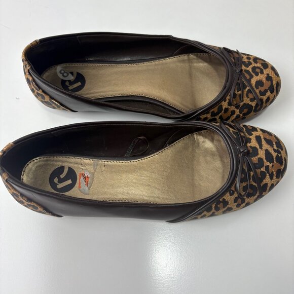 Report Leopard Ballet Flats 8.5 Faux Leather Shoes Retro Inspired - Picture 3 of 6